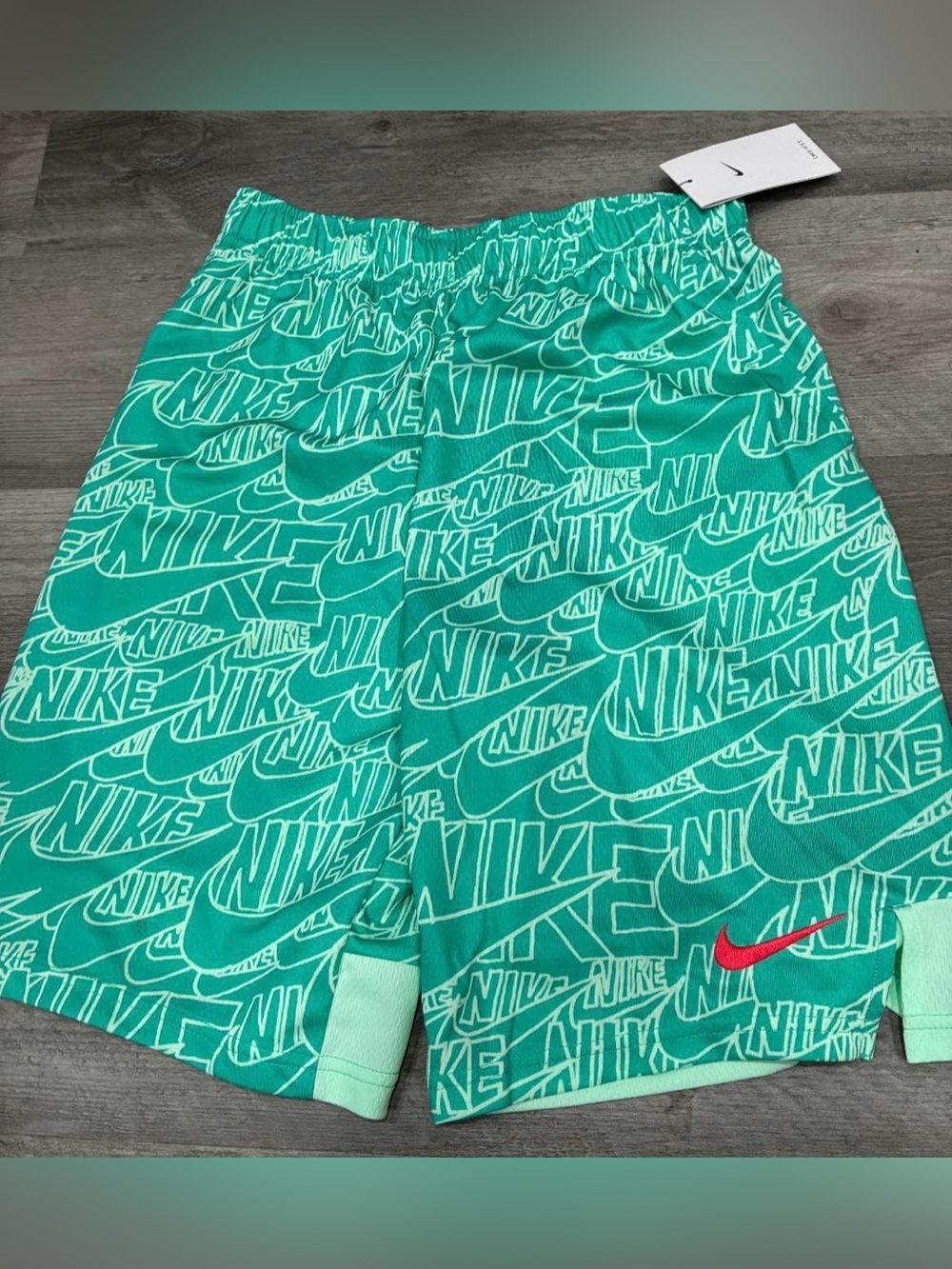 NWT Nike Teal Allover Logo Kids' Athletic Shorts Boys XL